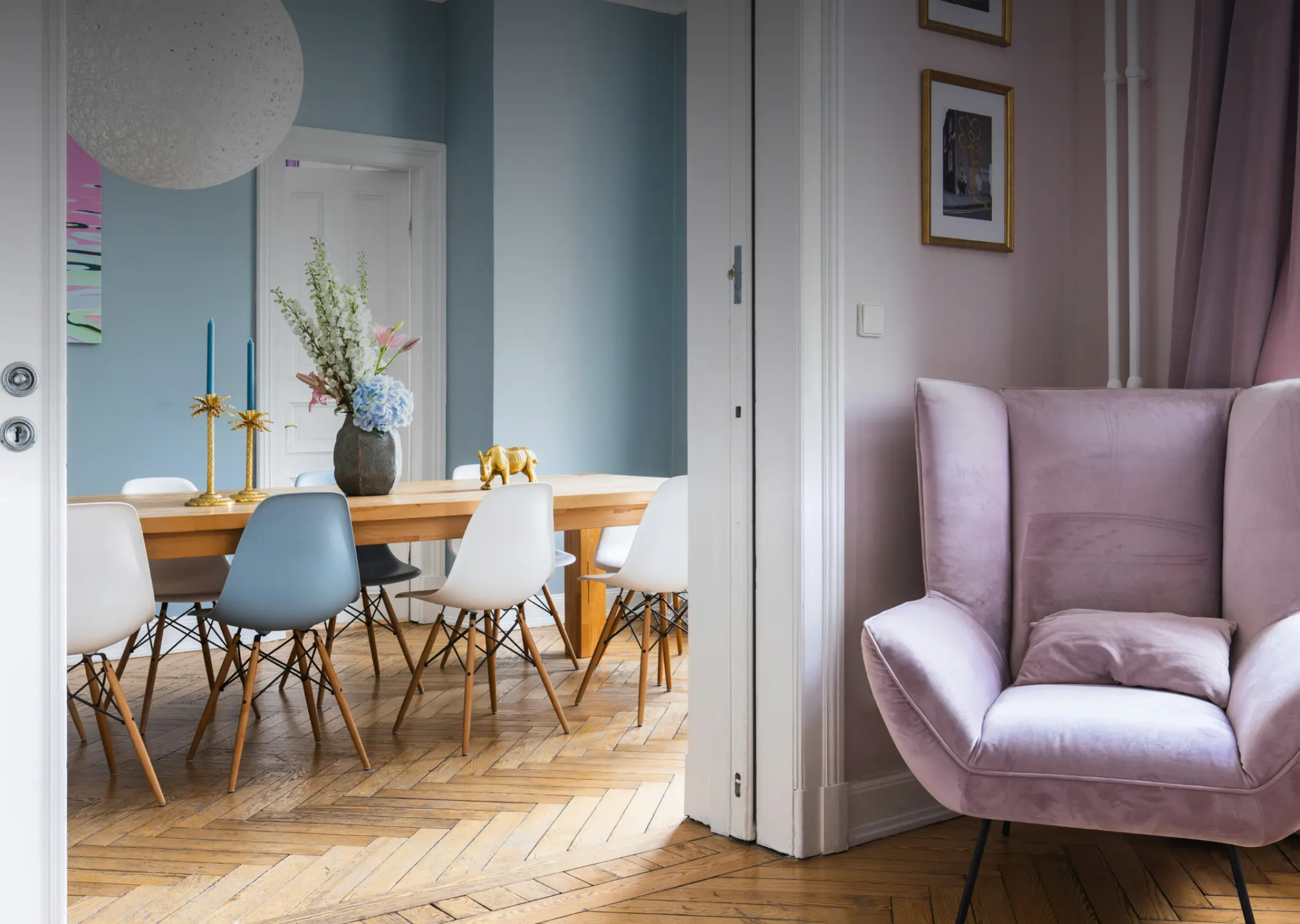 living room and dining room